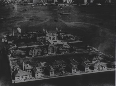 [Aerial view of Ellis Island]